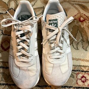 Adidas Women's Cream and Green Sneakers